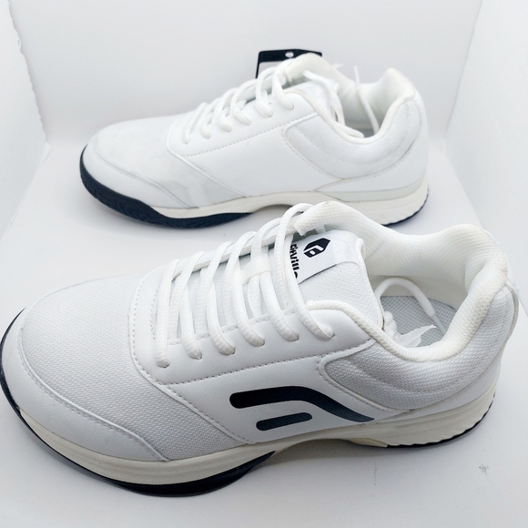White FitVille Men's Court Tennis Amadeus Size 8 Extra Wide - Picture 1 of 12